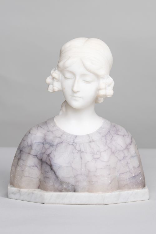 Belgium Carved Alabaster Sculpture of a Female , Signed G.v.vaerenbergh