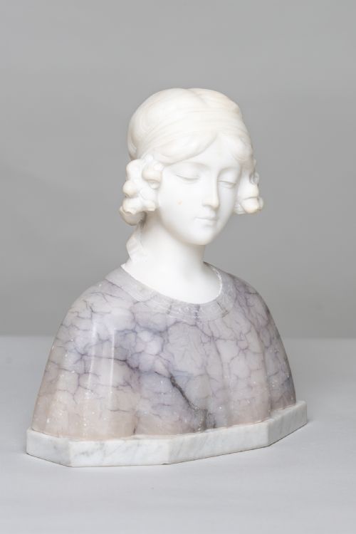 fig 1. Belgium Carved Alabaster Sculpture Of A Female , signed G.V.Vaerenbergh