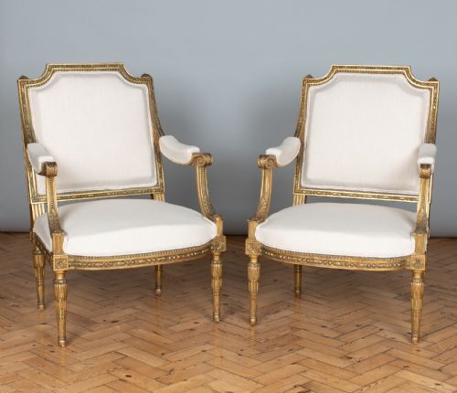 A Pair of Large 19th Century French Gilt Armchairs