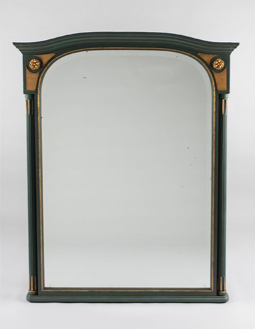 Large French Painted and Gilt Ormolu Overmantle Mirror