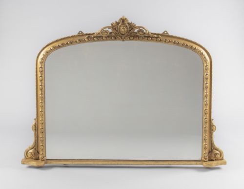 A Large 19th Century English Victorian Gilt Overmantle Mirror