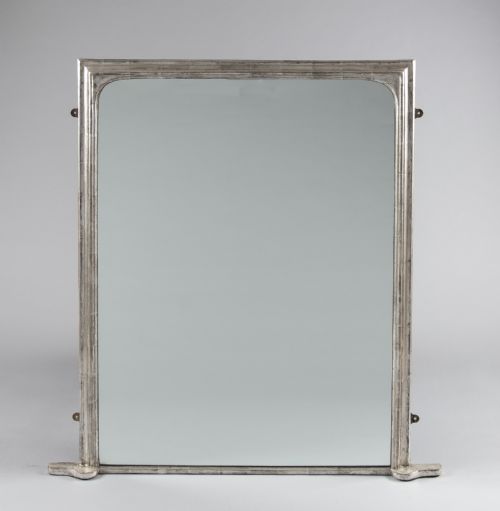 19th Century Large English Victorian Silvered Overmantle Mirror