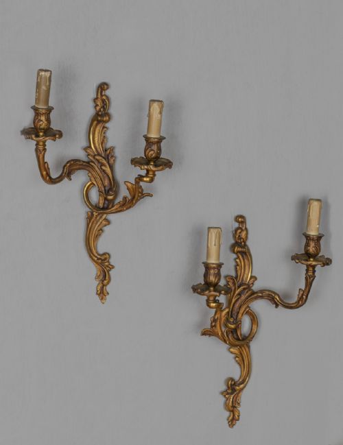 A Pair of Large French Twin Arm Wall Sconces.