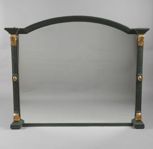 A Large 19th Century English Victorian Painted and Gilt Overmantle Mirror