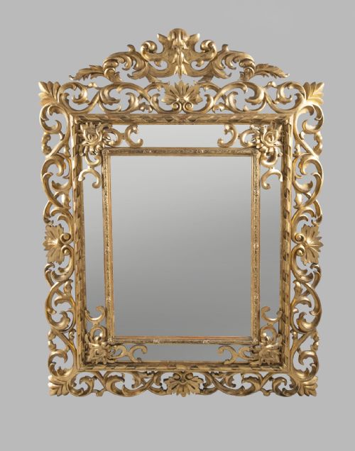 Large 19th Century French Carved Giltwood Marginal Overmantle Mirror