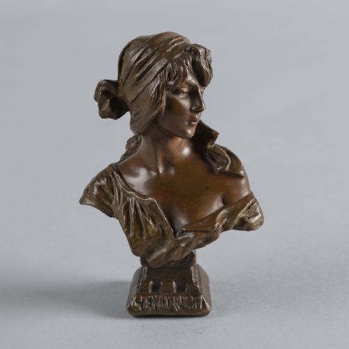 French Art Nouveau Bronze Sculpture by E.villanis Titled Cendrillon