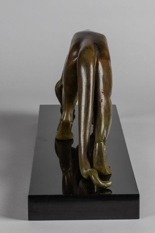 fig 1. A Wonderful French Art Deco Bronze Sculpture Of A Prowling panther. Signed I.ROCHARD