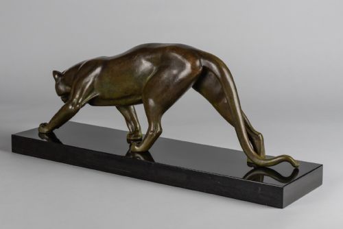 fig 2. A Wonderful French Art Deco Bronze Sculpture Of A Prowling panther. Signed I.ROCHARD