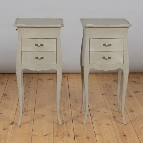 A Pair Large French Painted Bedside Cabinets