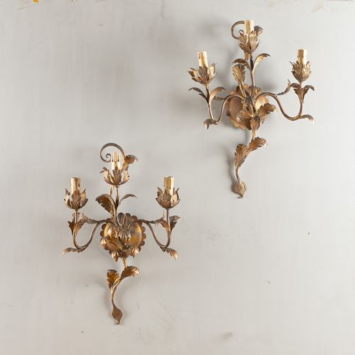 Pair of Italian Gilt Metal Wall Sconces