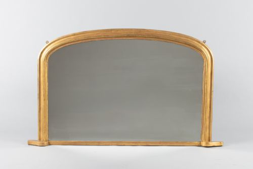 19th Century Victorian English Gilt Archtop Overmantle Mirror