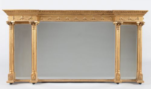 Late 19th Century Large Victorian English Gilt Triple Plate Overmantle Mirror