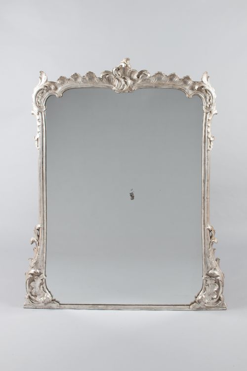 19th Century Large Victorian English Silvered Overmantle Mirror