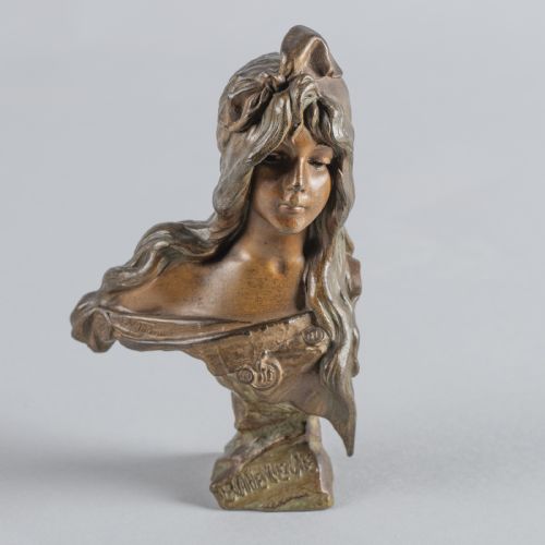 A French Art Nouveau Spelter Sculpture by E.villanis Titled Bohemienne