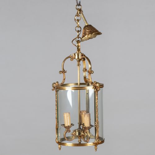 Large French Three Light Brass Lantern