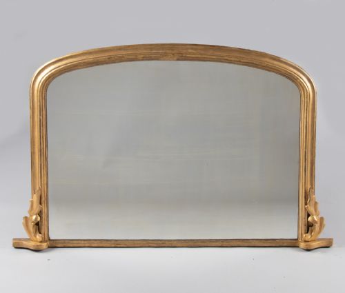 English Victorian Gilt Archtop Overmantle Mirror