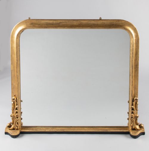 Large English Victorian Gilt Archtop Overmantle Mirror