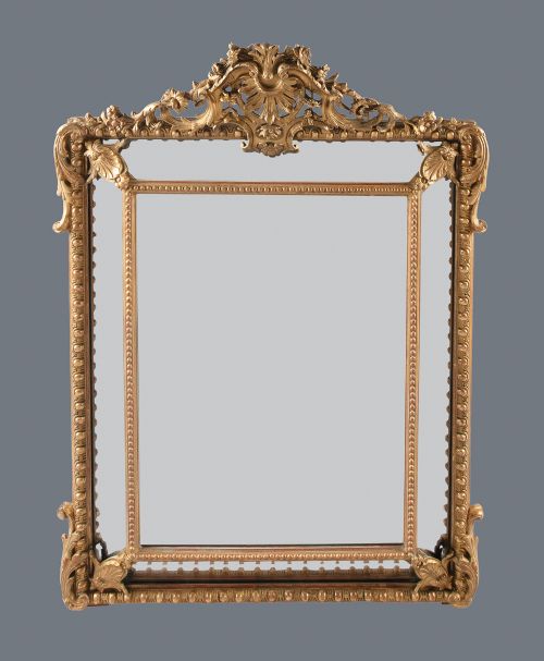 Large 19th Century French Gilt Cushion Overmantle Mirror
