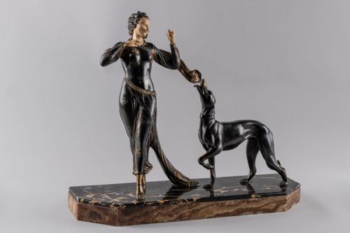fig 1. A Stunning French Art deco Spelter And Ivorine Sculpture By Menneville And Rochard