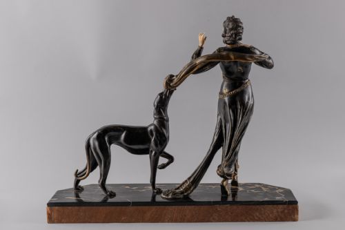 fig 2. A Stunning French Art deco Spelter And Ivorine Sculpture By Menneville And Rochard