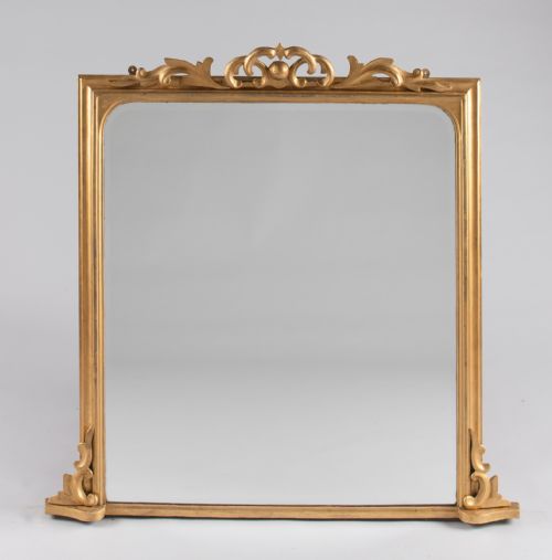 Large English Victorian Gilt Overmantle Mirror