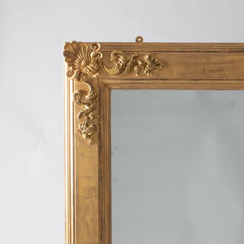 LARGE ENGLISH VICTORIAN GILT OVERMANTLE MIRROR - ADDITIONAL PHOTO 2
