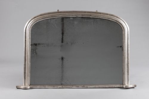 English Victorian Silvered Archtop Overmantle Mirror