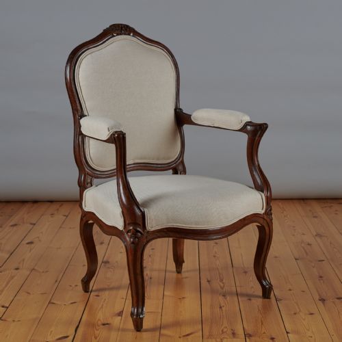 PAIR OF FRENCH LOUIS XV STYLE WALNUT ARMCHAIRS - ADDITIONAL PHOTO 5