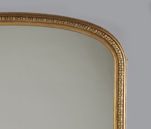 STUNNING LARGE ENGLISH VICTORIAN GILT ARCHTOP OVERMANTLE MIRROR - ADDITIONAL PHOTO 3