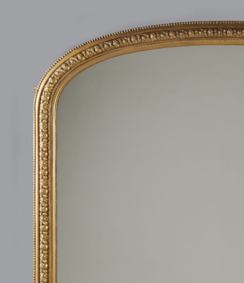 STUNNING LARGE ENGLISH VICTORIAN GILT ARCHTOP OVERMANTLE MIRROR - ADDITIONAL PHOTO 4