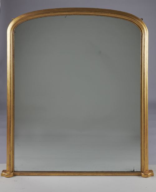 19th Century English Victorian Gilt Archtop Overmantle Mirror