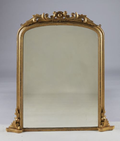 Large English Victorian Gilt Overmantle Mirror