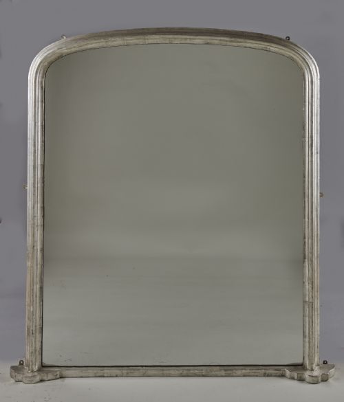 Large English Victorian Silvered Overmantle Mirror