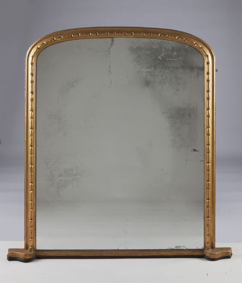 Large English Victorian Gilt Overmantle Mirror