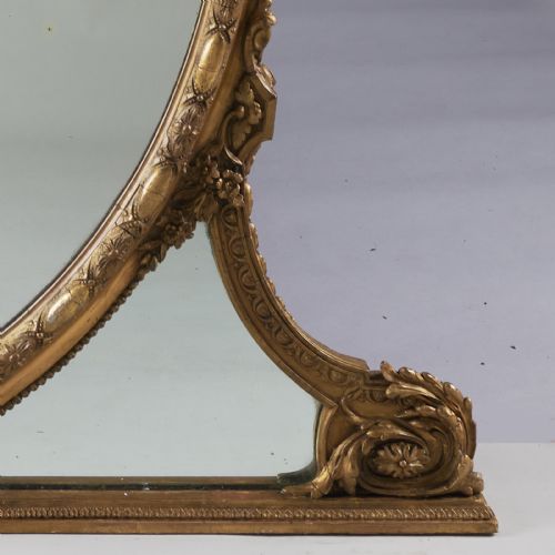 19TH CENTURY ENGLISH VICTORIAN GILT OVAL OVERMANTLE MIRROR - ADDITIONAL PHOTO 2