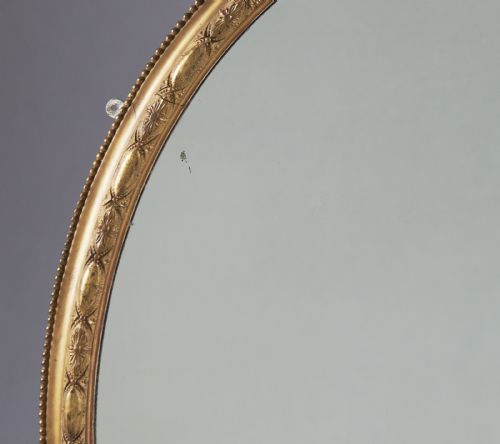 19TH CENTURY ENGLISH VICTORIAN GILT OVAL OVERMANTLE MIRROR - ADDITIONAL PHOTO 5