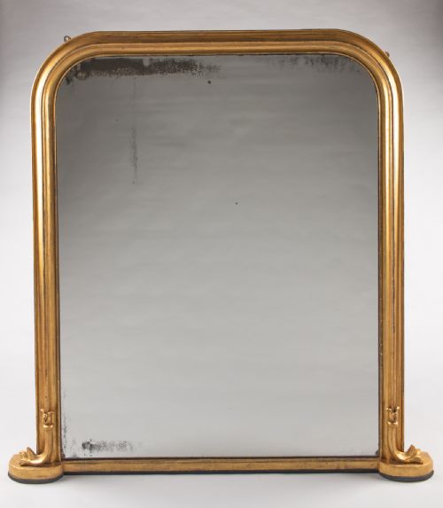 A Large English Victorian Gilt Overmantle Mirror