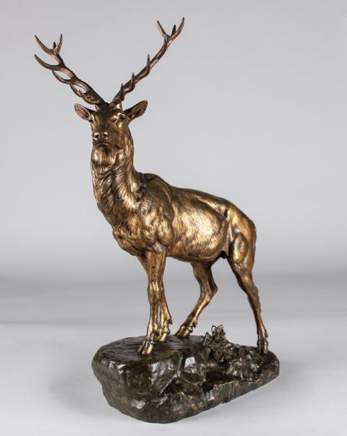 fig 1. A Stunning 19th Century French Bronze sculpture Of A Stag, Signed J.E.Masson