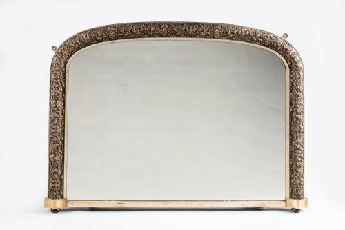 A 19th Century English Victorian Silvered Gilt Overmantle Mirror