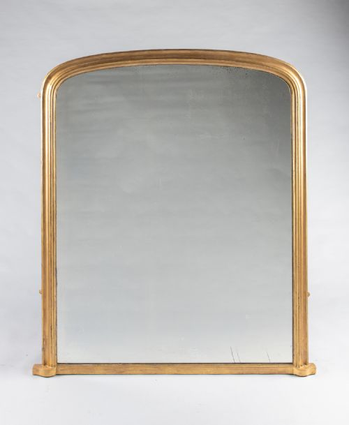 A Large English Victorian Gilt Overmantle Mirror