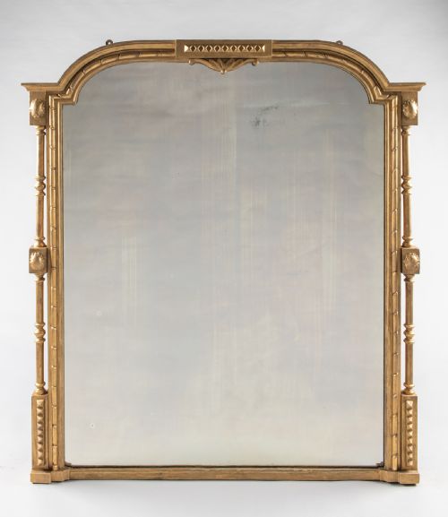 Large English Victorian Gilt Overmantle Mirror