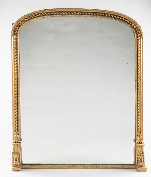 Large 19th Century English Victorian Gilt Overmantle Mirror