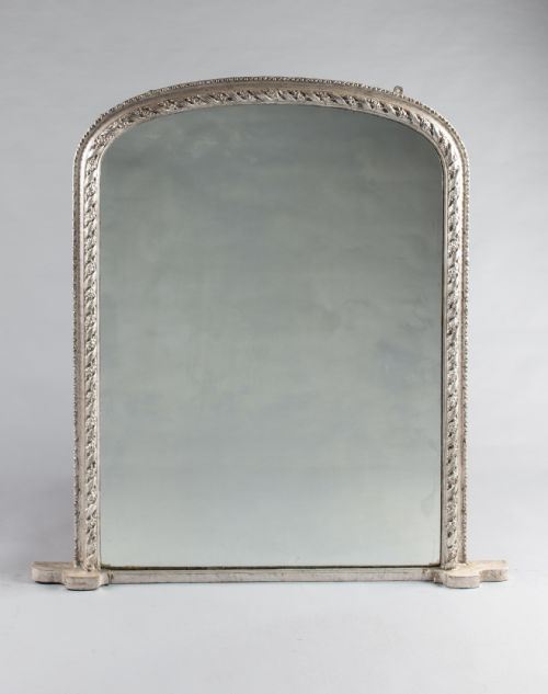 19th Century Victorian English Silvered Overmantle Mirror