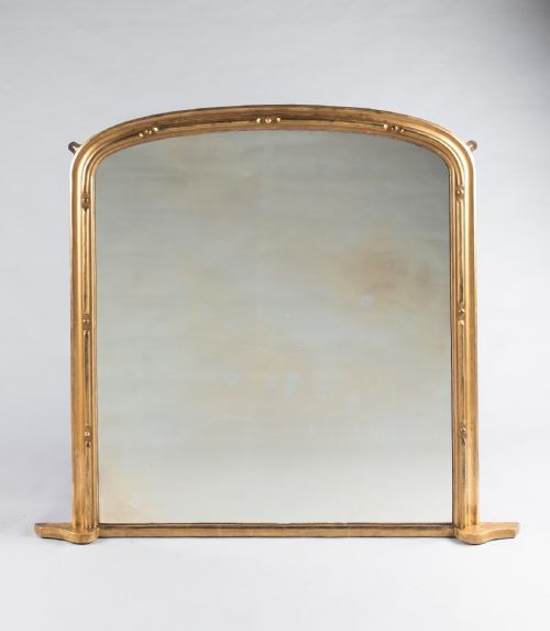 Large 19th Century Victorian English Gilt Overemantle Mirror