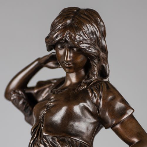 LARGE 19TH CENTURY FRENCH BRONZE SCULPTURE OF A FEMALE SIGNED AGAUDEZ - ADDITIONAL PHOTO 6