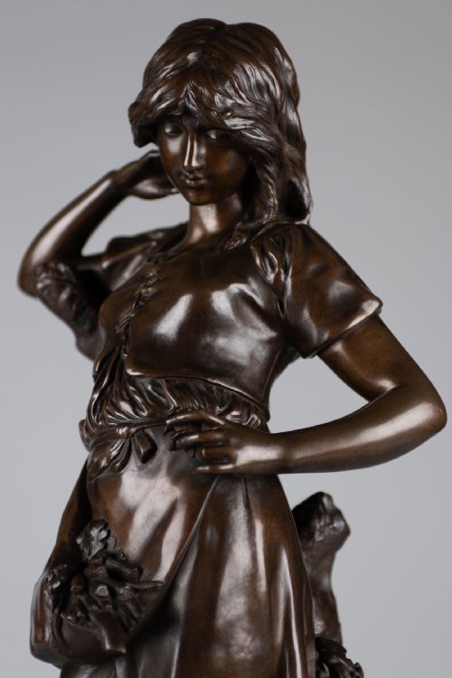 LARGE 19TH CENTURY FRENCH BRONZE SCULPTURE OF A FEMALE SIGNED AGAUDEZ - ADDITIONAL PHOTO 7