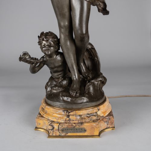 A STUNNING 19TH CENTURY FRENCH SILVERED SPELTER FIGURAL LAMP SCULPTURE SIGNED AUGUSTE MOREAU - ADDITIONAL PHOTO 1