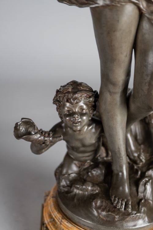 A STUNNING 19TH CENTURY FRENCH SILVERED SPELTER FIGURAL LAMP SCULPTURE SIGNED AUGUSTE MOREAU - ADDITIONAL PHOTO 10