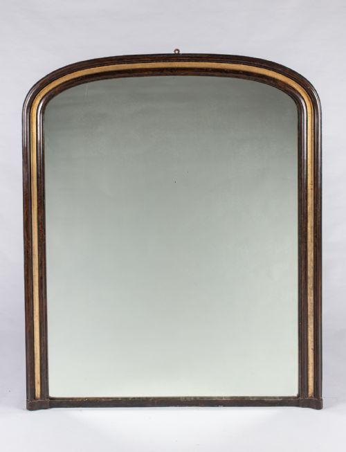 Large 19th Century English Lacquered and Gilt Overmantle Mirror