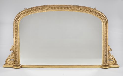 A Lovely 19th Century English Victorian Gilt Overmantle Mirror